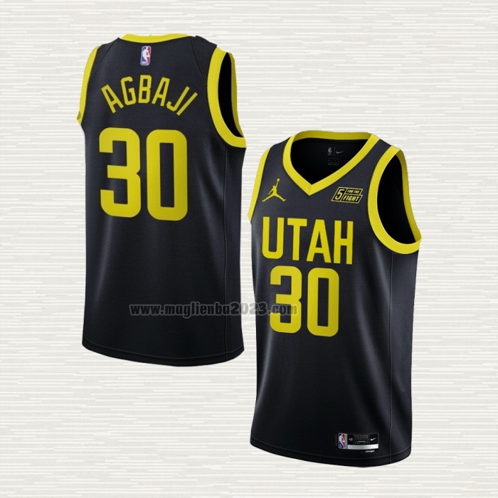 Maglia Ochai Agbaji NO 30 Utah Jazz Statement 2022-23 Nero